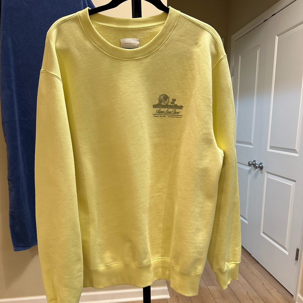 Aime Leon Dore Yellow Crewneck Sweatshirt with Small Chest Logo